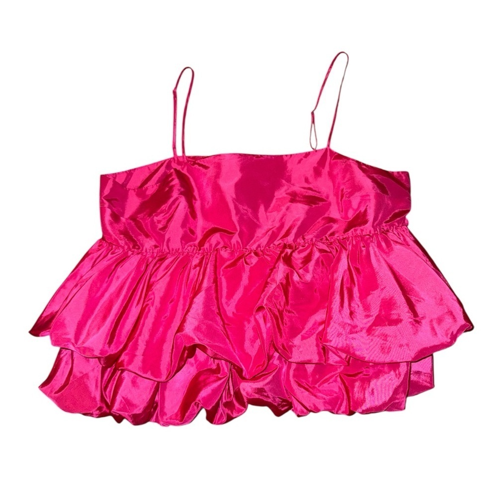 A new day Target magenta bubble ruffle pink tiered blouse women’s size XL